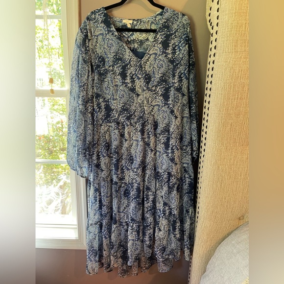 Joie Parisian Paisley Printed Blue Boho Dress XXL - Picture 4 of 12